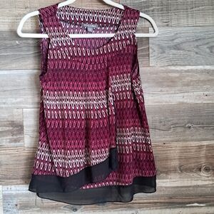 Roz & Ali Sleeveless Top - Pink and Black Pattern